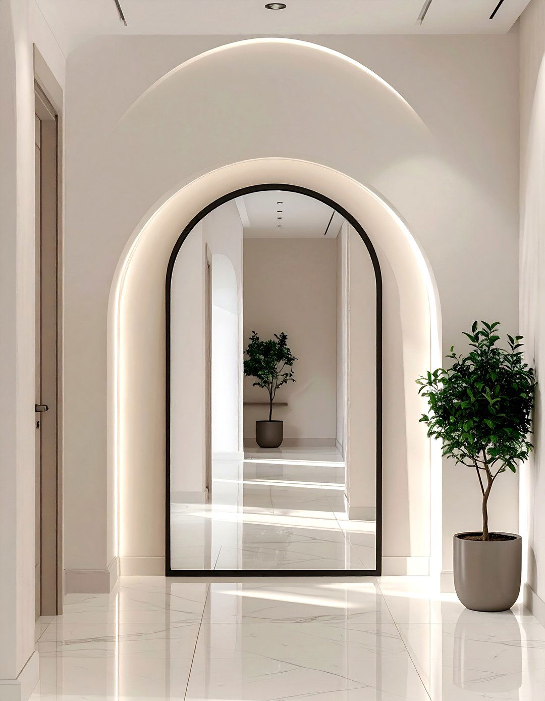 Arched mirror - 30 hallway wall decor ideas