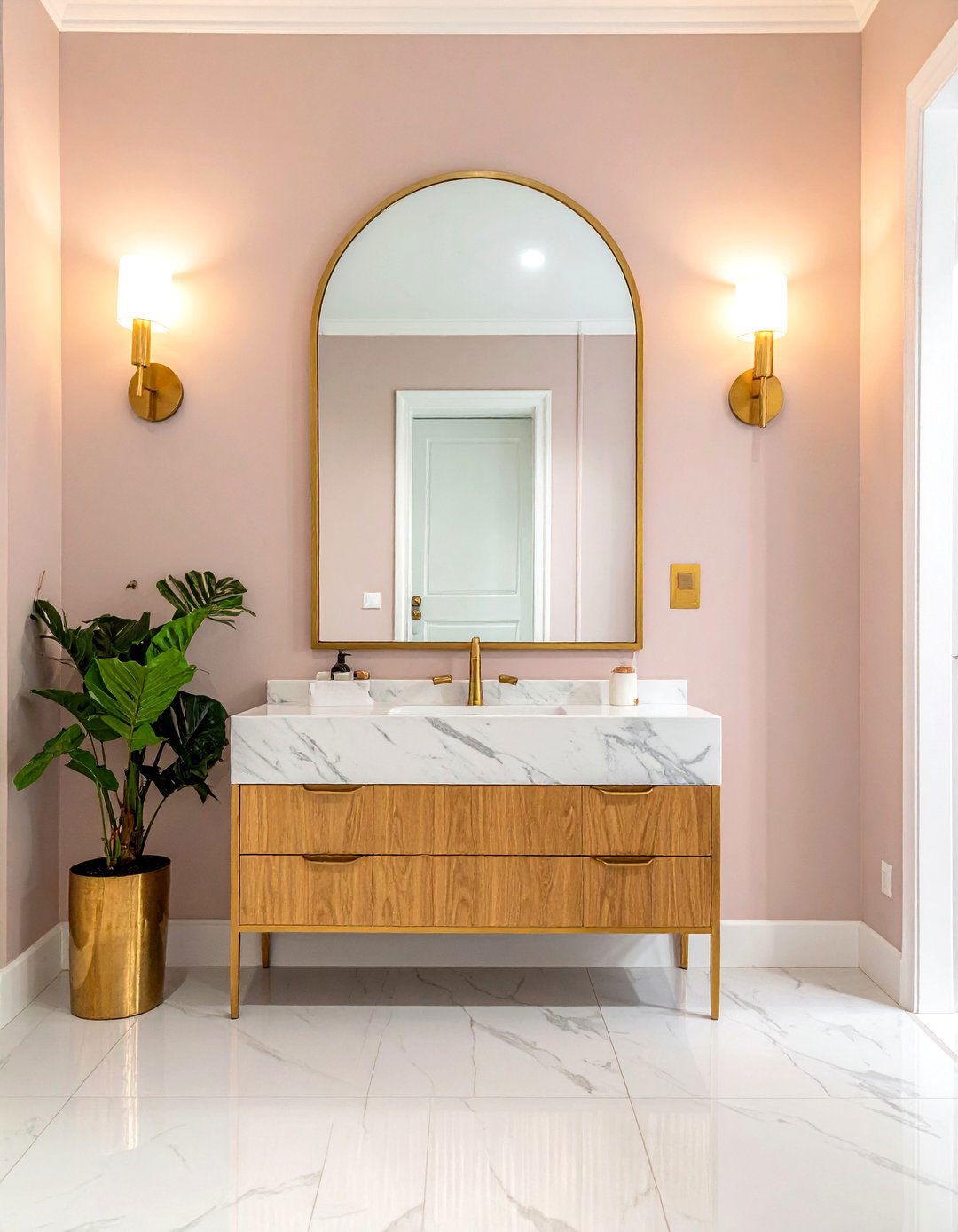 Arched mirror bathroom - 30 bathroom renovation before and after