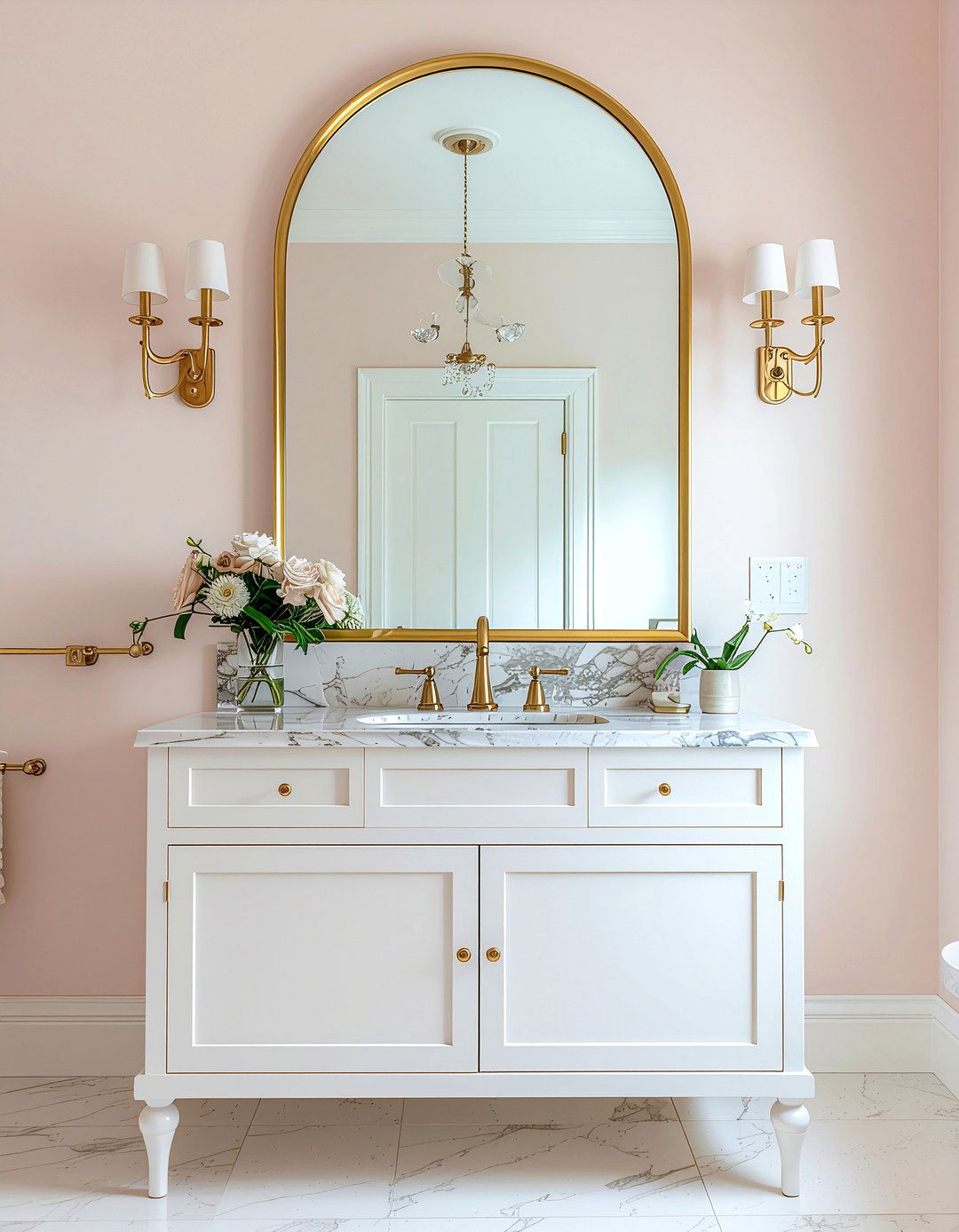 Arched mirror bathroom vanity - 30 bathroom built-in vanity ideas