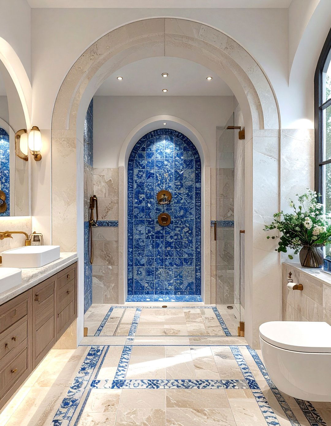 Arched shower opening - 30 Spanish bathroom ideas