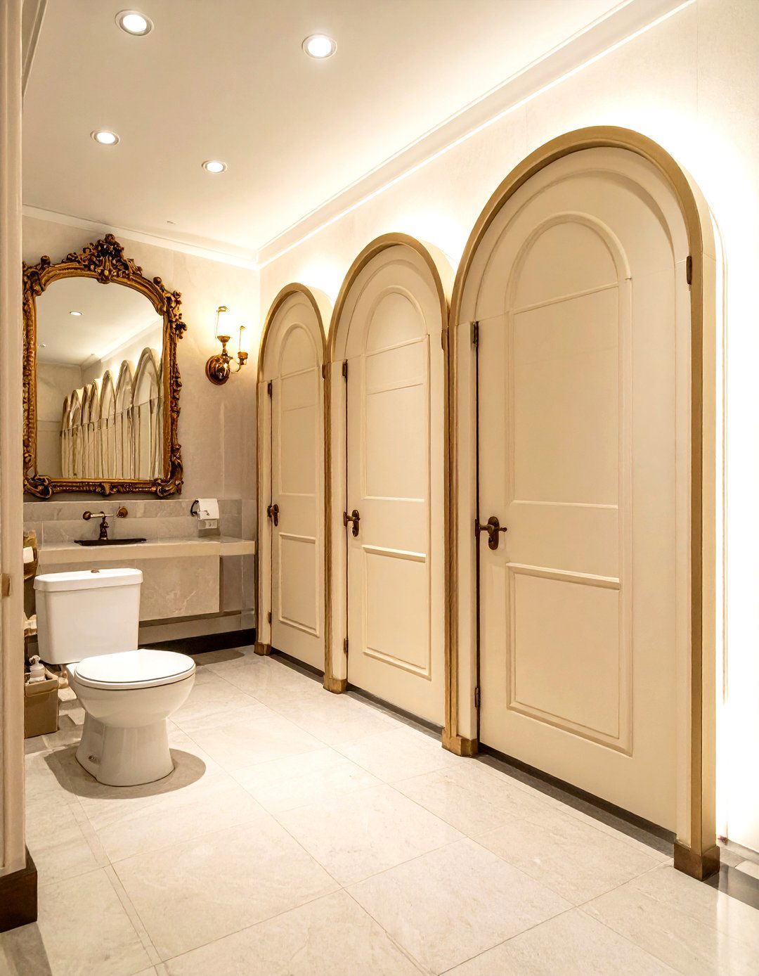 Arched toilet stalls - 30 toilet partition ideas