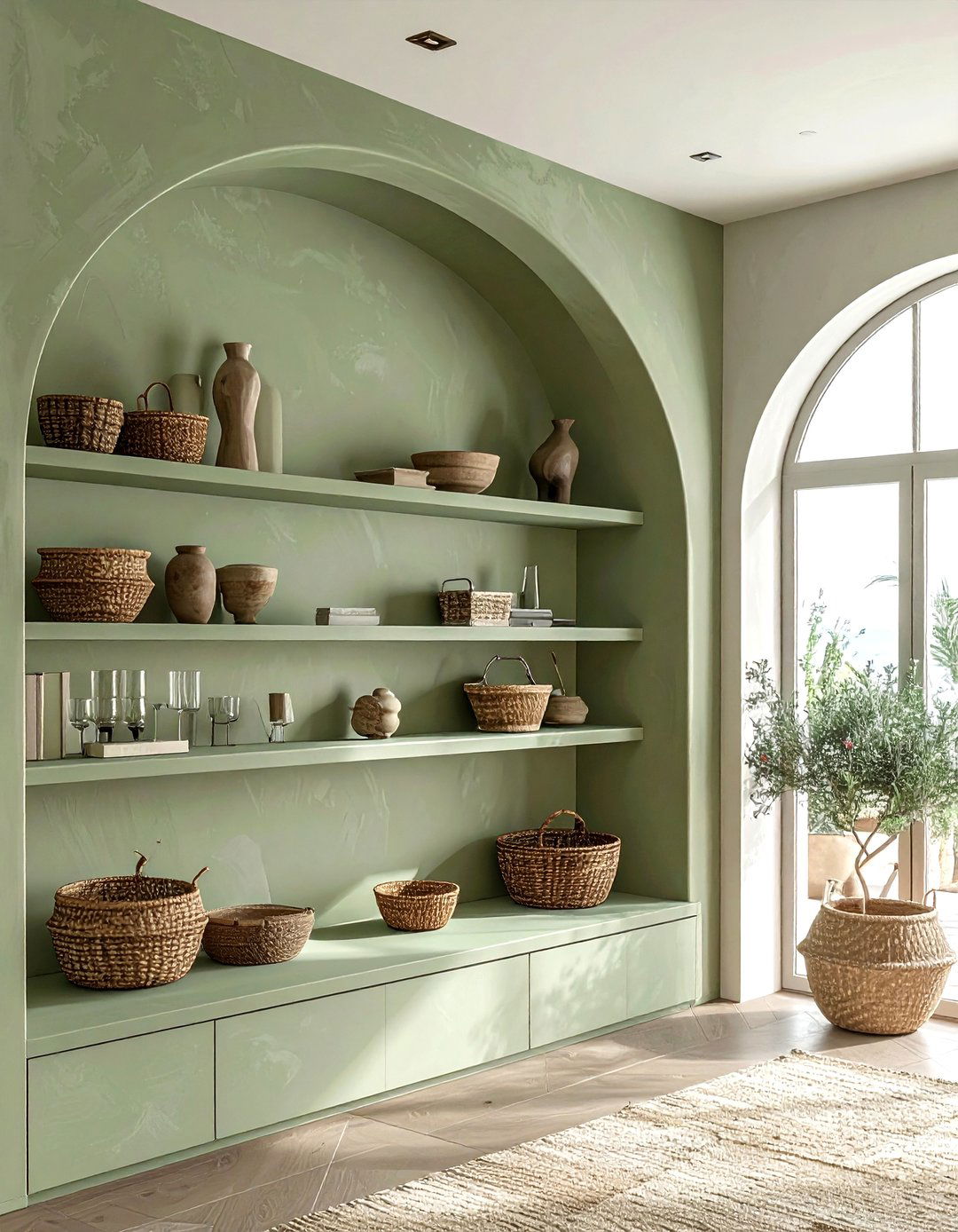 Arched wall cabinets - 30 living room built-in ideas