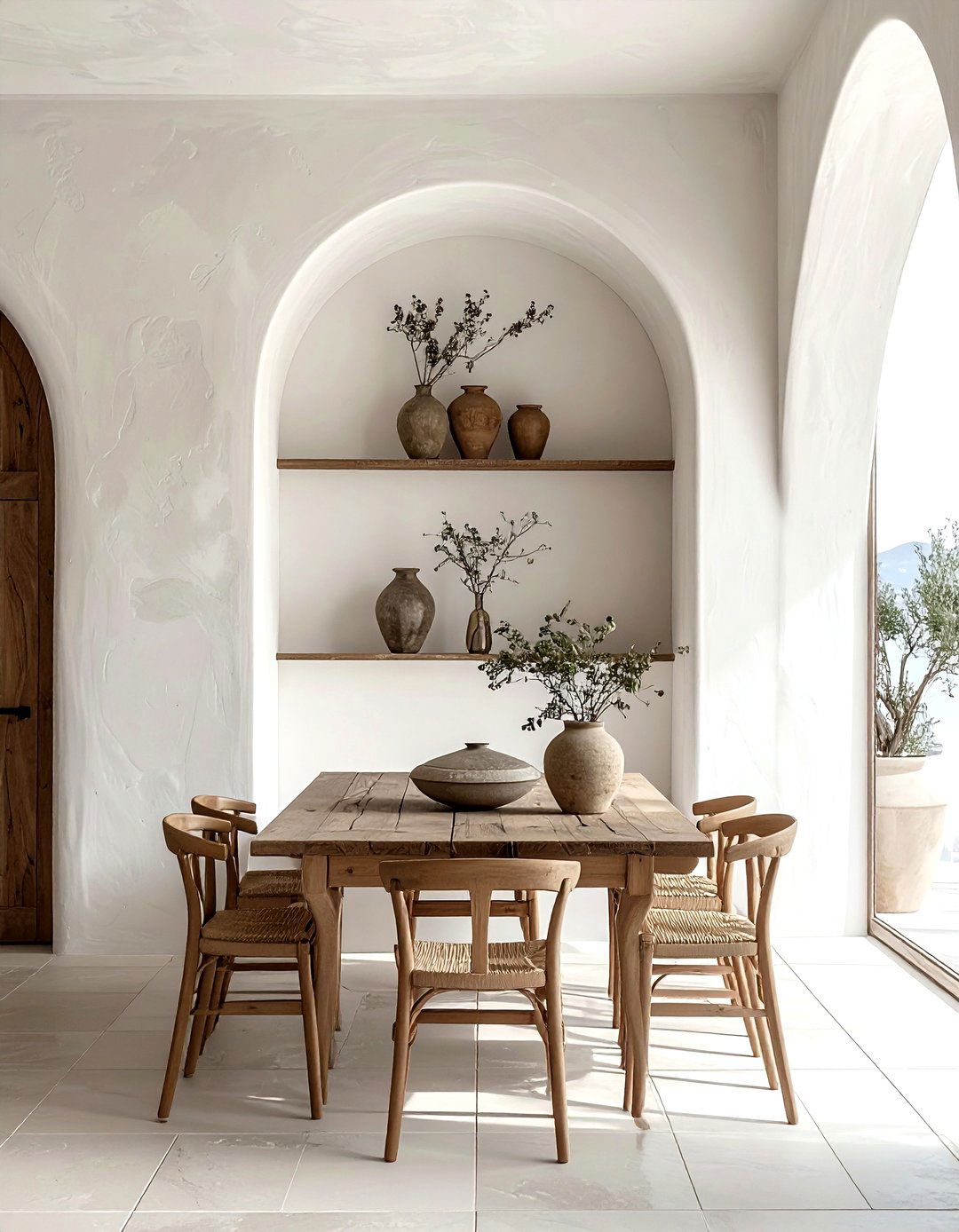Arched wall niche - 30 dining room wall shelving ideas