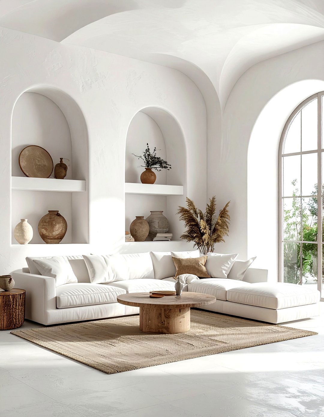 Arched wall niches - 30 living room textured walls