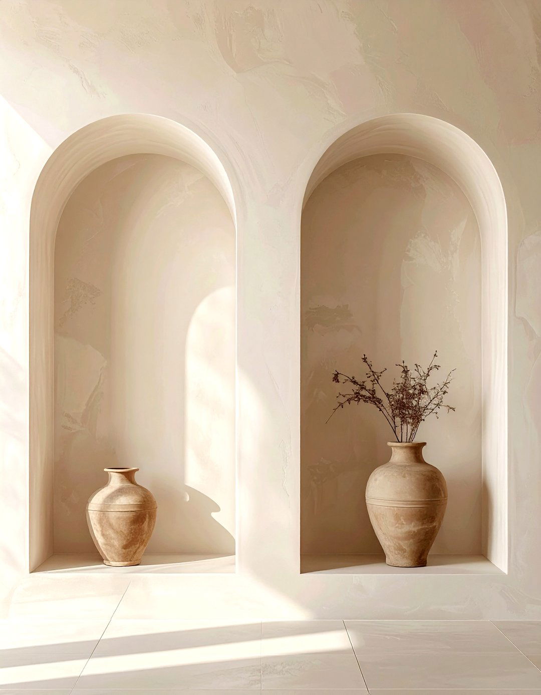 Arched wall niches - 30 living room wall shelving ideas