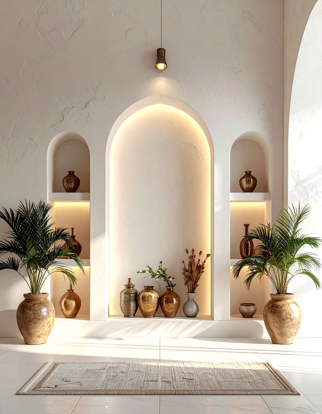 Arched wall niches - 30 living room built-in storage ideas