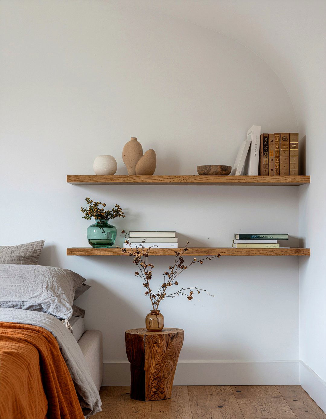 Arched wall shelving - 30 bedroom shelving ideas