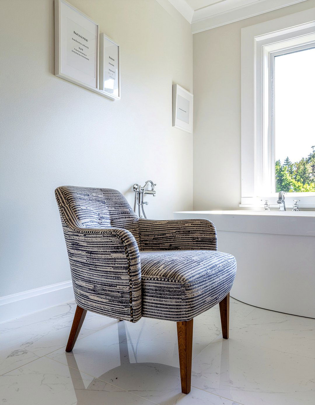 Armless accent chair - 30 bathroom chair ideas