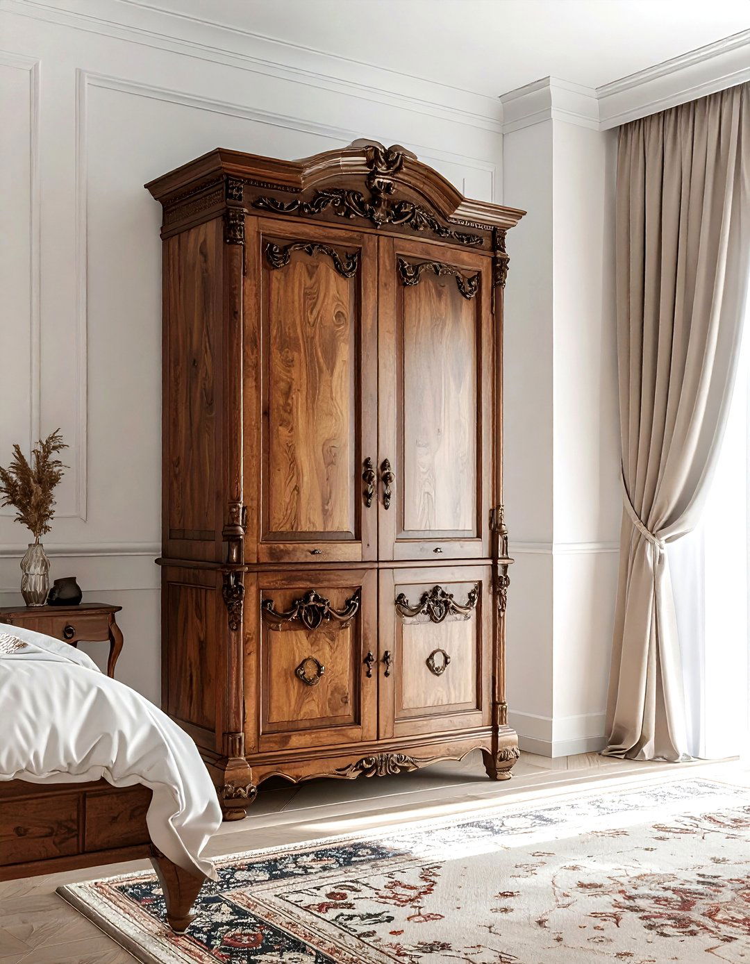 Armoire in bedroom corner - 30 bedroom furniture placement