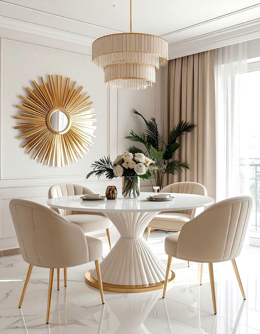 Art Deco Beige White Dining Room - 30 beige and white dining room ideas