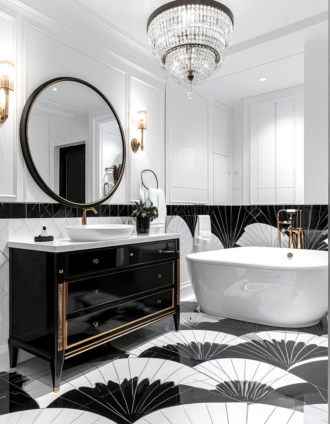 Art Deco Black And White Bathroom - 30 white and black bathroom ideas