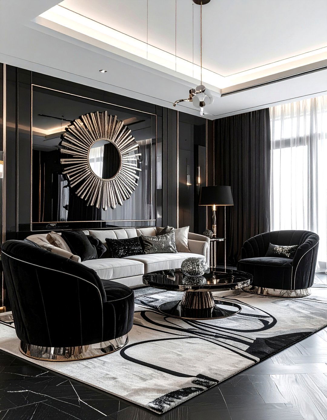 Art Deco Black Living Room - 30 black living room design ideas