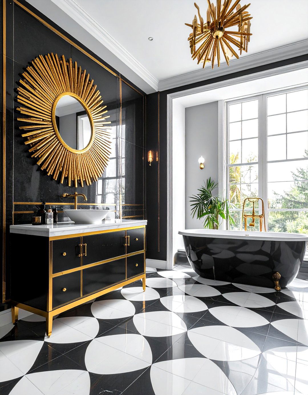 Art Deco Black and Gold Bathroom - 30 black and gold bathroom ideas