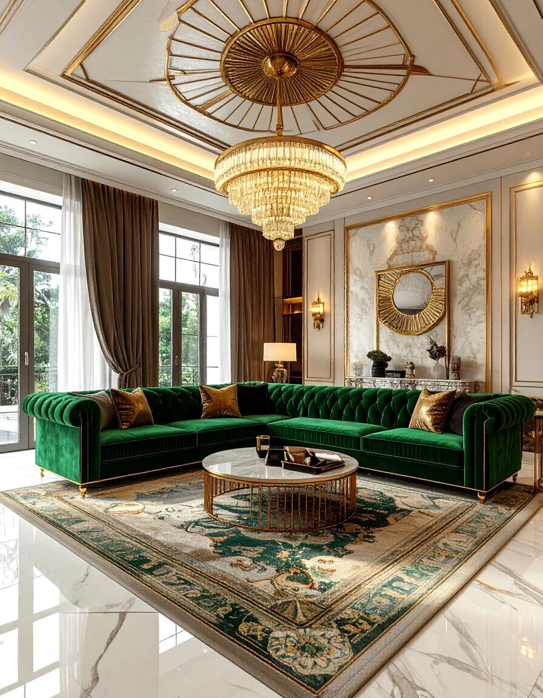 Art Deco Ceiling - 30 living room wallpapered ceiling ideas