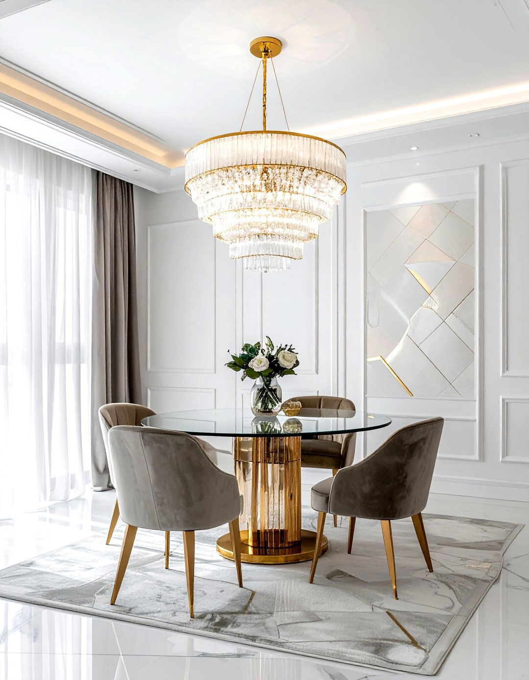 Art Deco Chandelier - 30 low hanging pendant dining room ideas