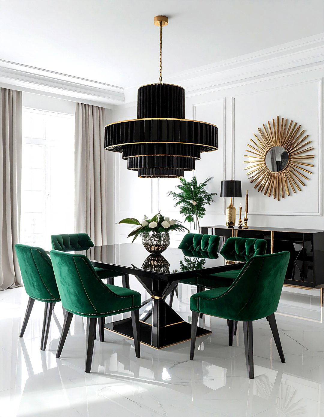 Art Deco Dining - 30 black chandelier dining room ideas