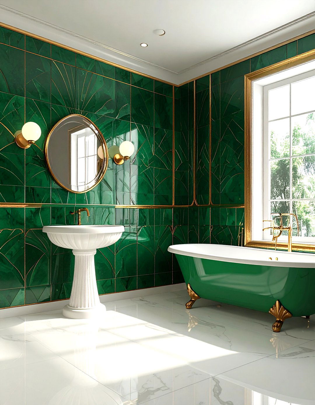 Art Deco Emerald Bathroom - 30 emerald and white bathroom ideas