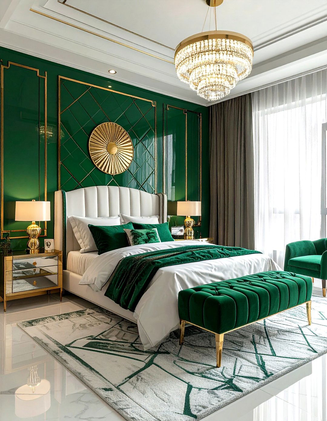 Art Deco Emerald Bedroom - 30 emerald and white bedroom ideas