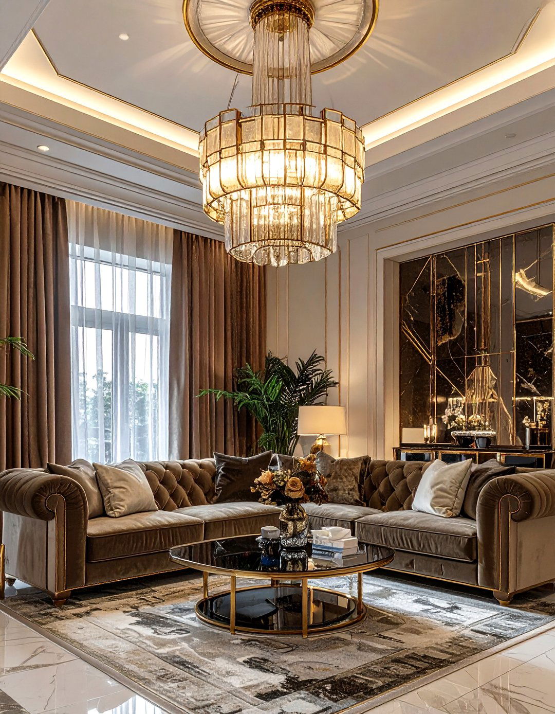 Art Deco Glass Chandelier - 30 living room chandelier ideas