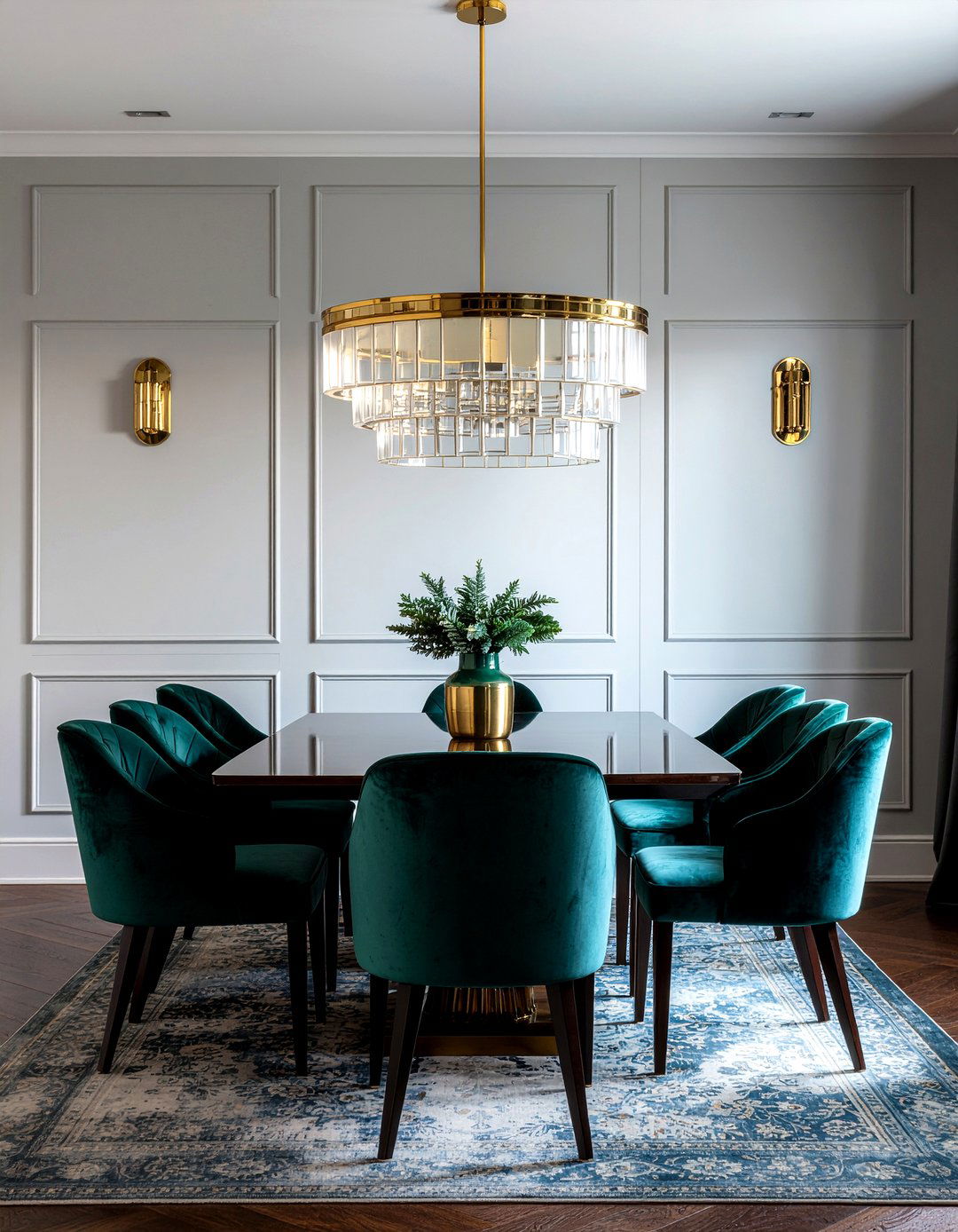 Art Deco Gold Fixture - 30 gold chandelier dining room ideas