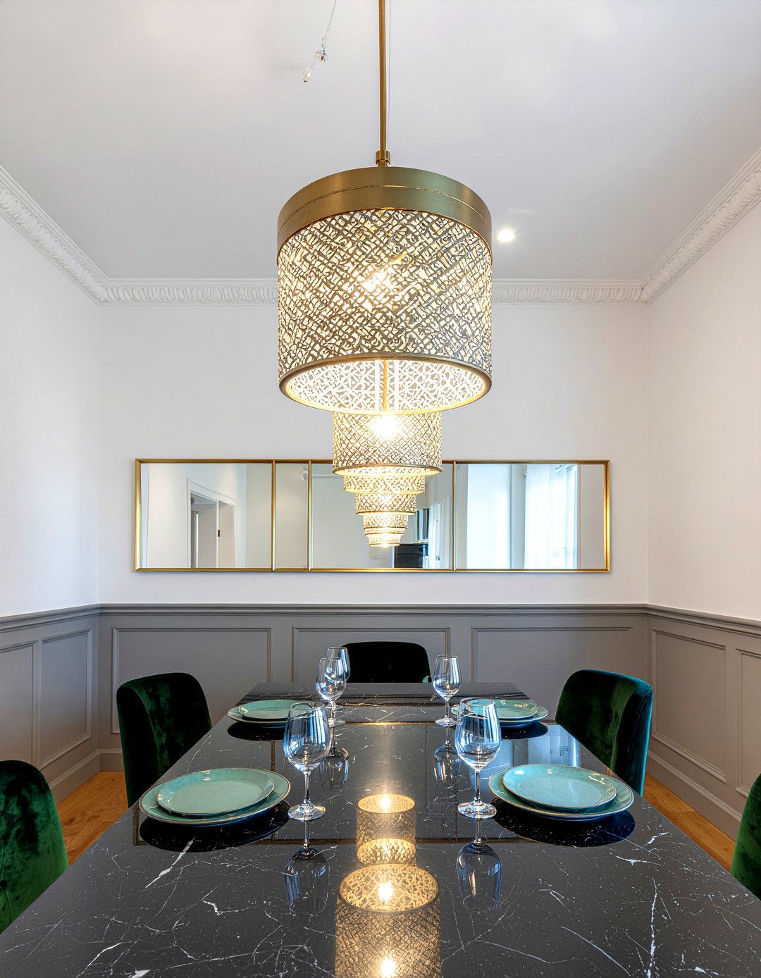 Art Deco Gold Pendant - 30 multiple pendant dining room ideas