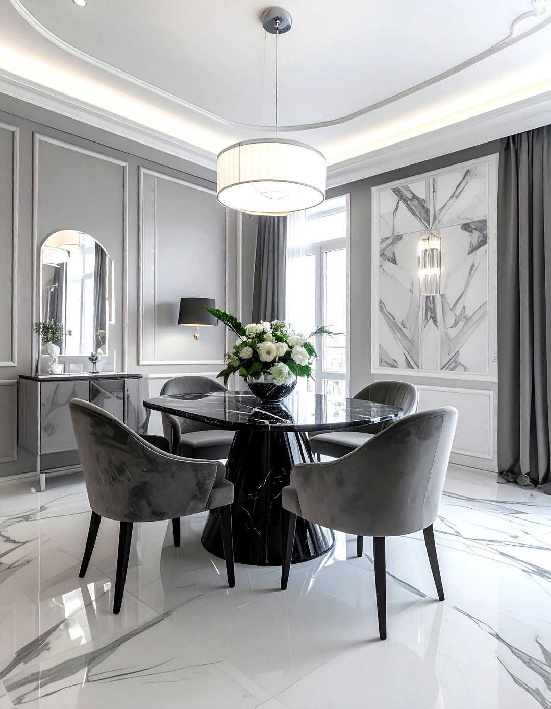 Art Deco Gray And White Dining Room - 30 gray and white dining room ideas