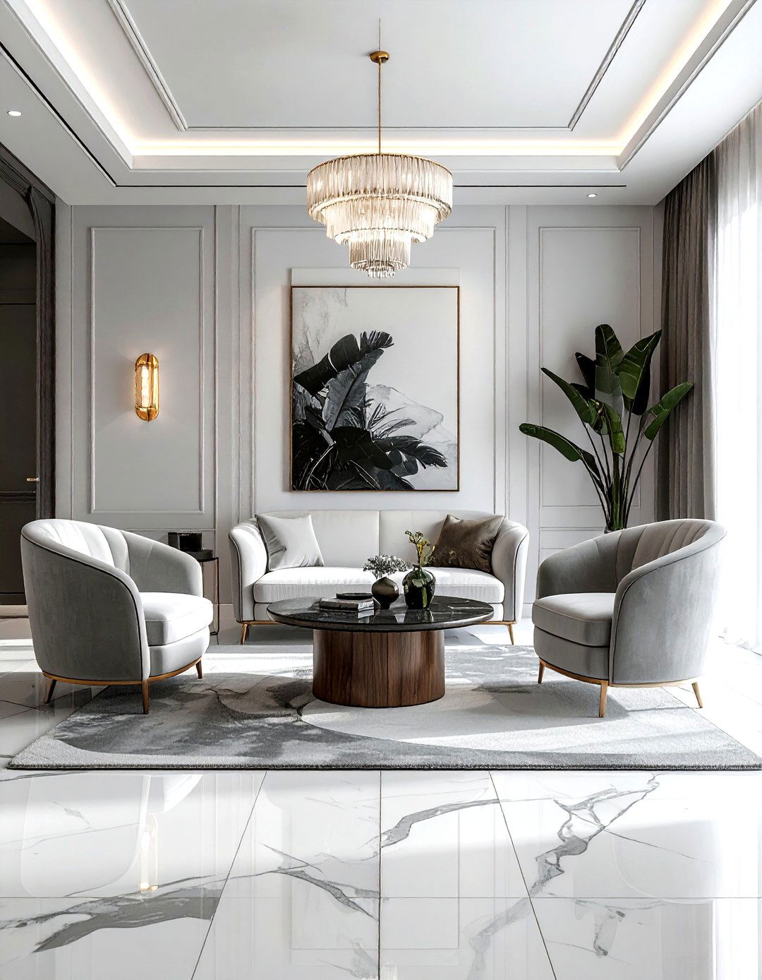 Art Deco Gray And White - 30 gray and white living room ideas