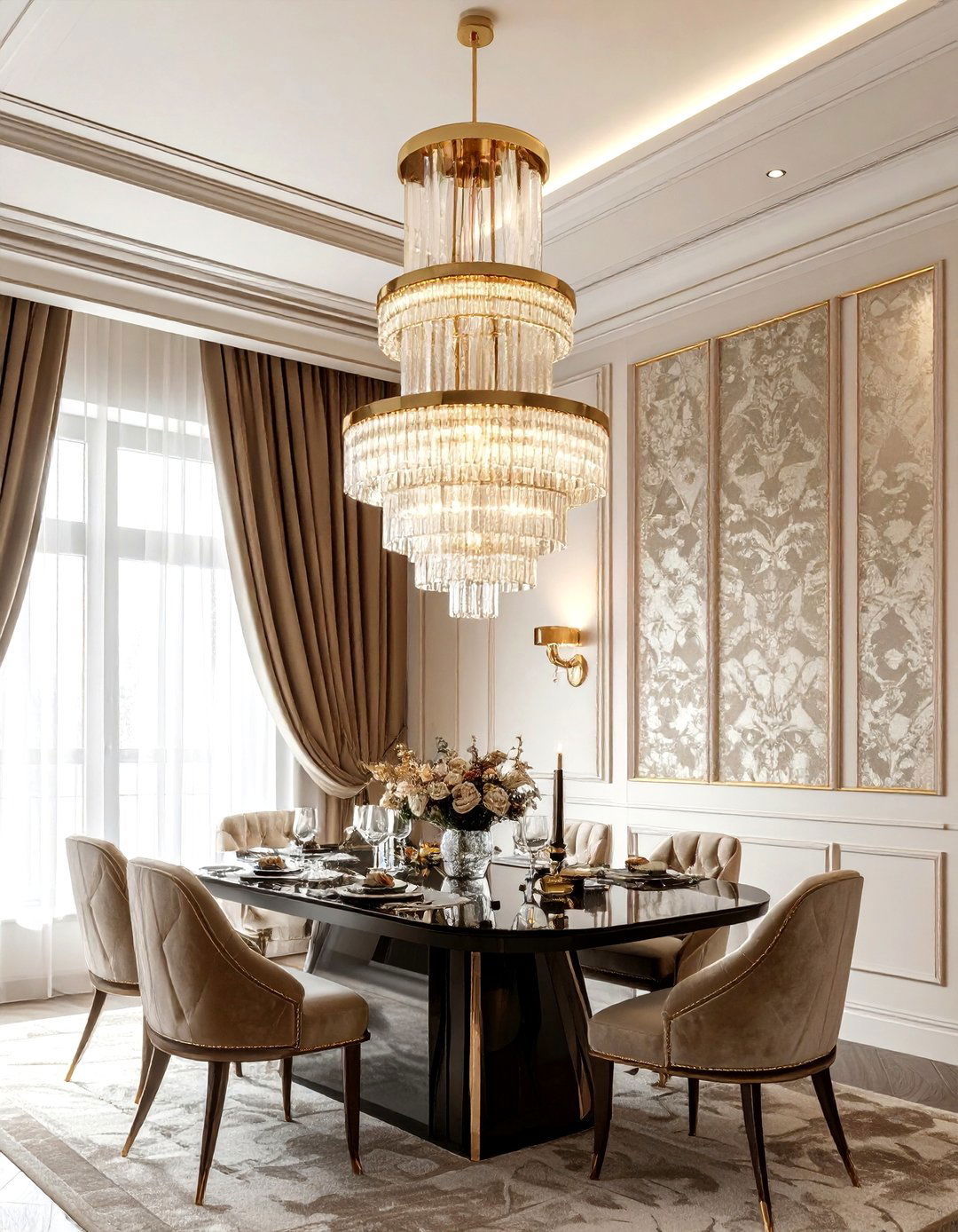 Art Deco LED Chandelier - 30 dining room LED lighting ideas