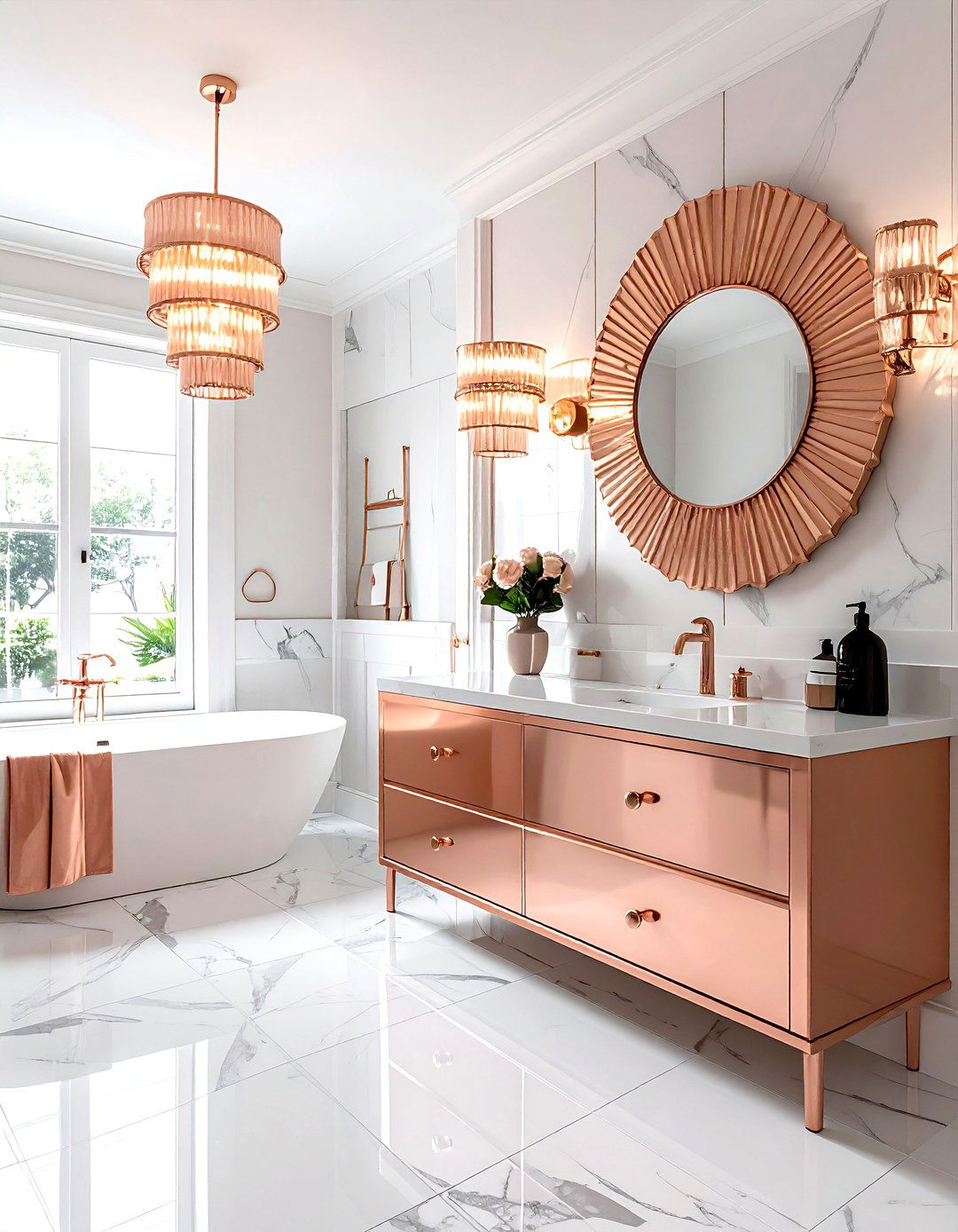 Art Deco Rose Gold Bathroom - 30 rose gold bathroom ideas