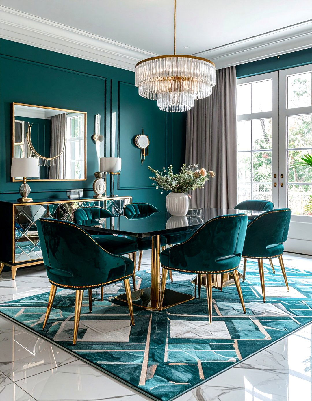 Art Deco Teal Dining Room - 30 cool teal dining room ideas
