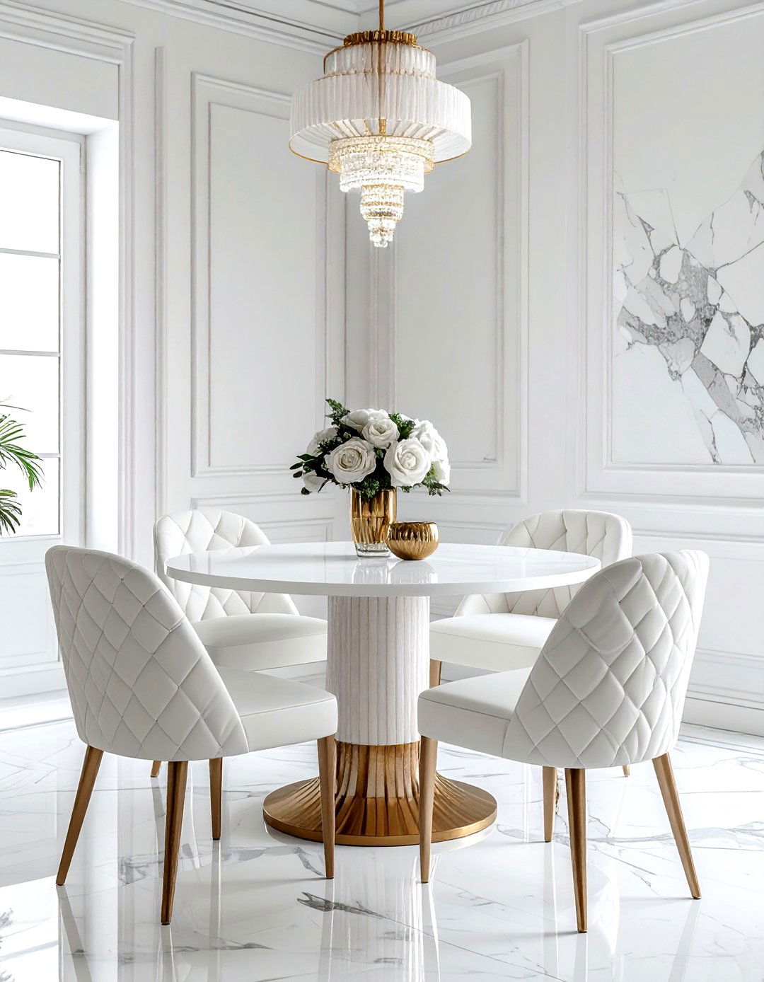 Art Deco White Dining Room - 30 white dining room ideas