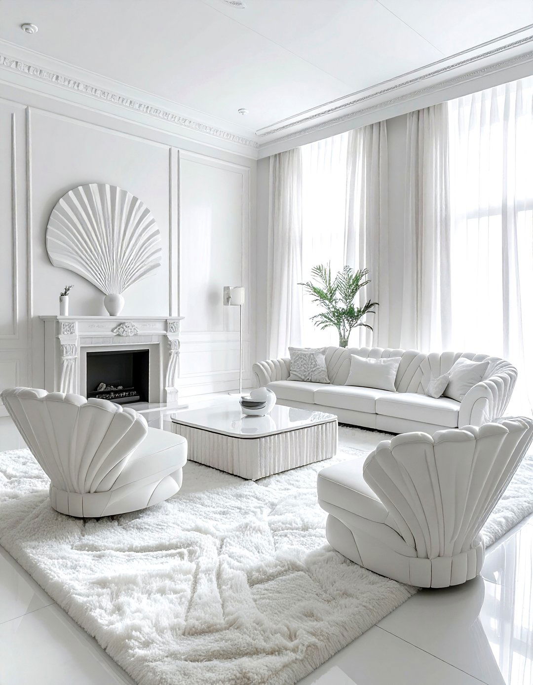 Art Deco White Living Room - 30 white living room decor ideas