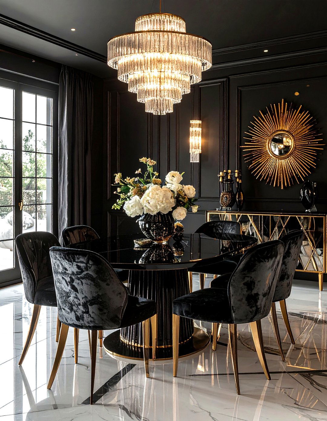 Art deco black dining room - 30 dark black dining room ideas