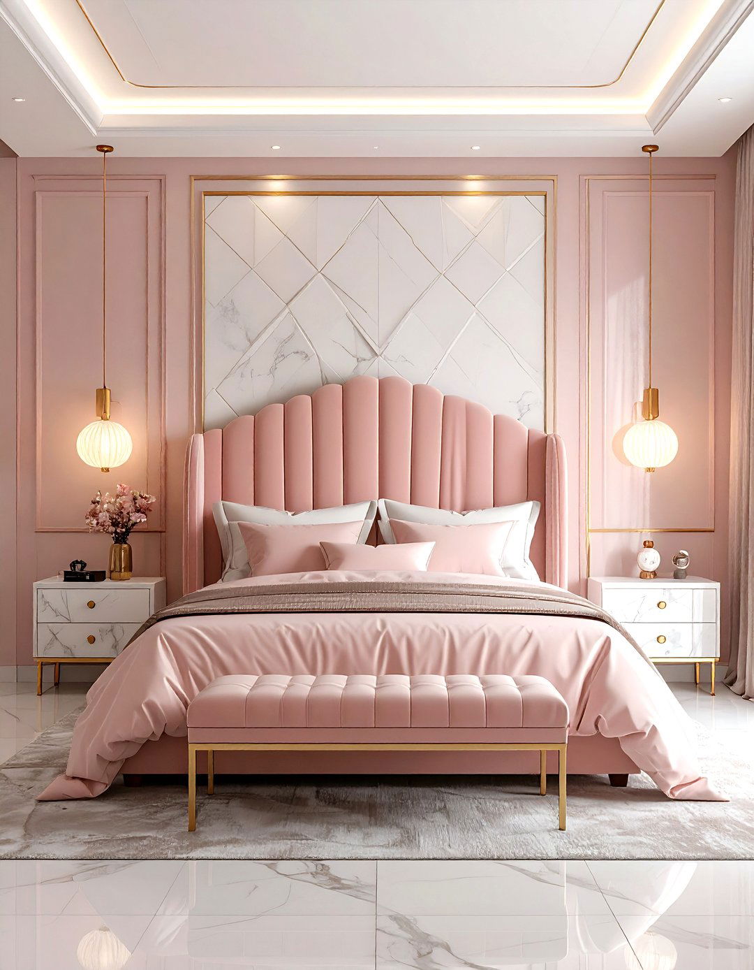 Art deco blush bedroom - 30 blush bedroom ideas