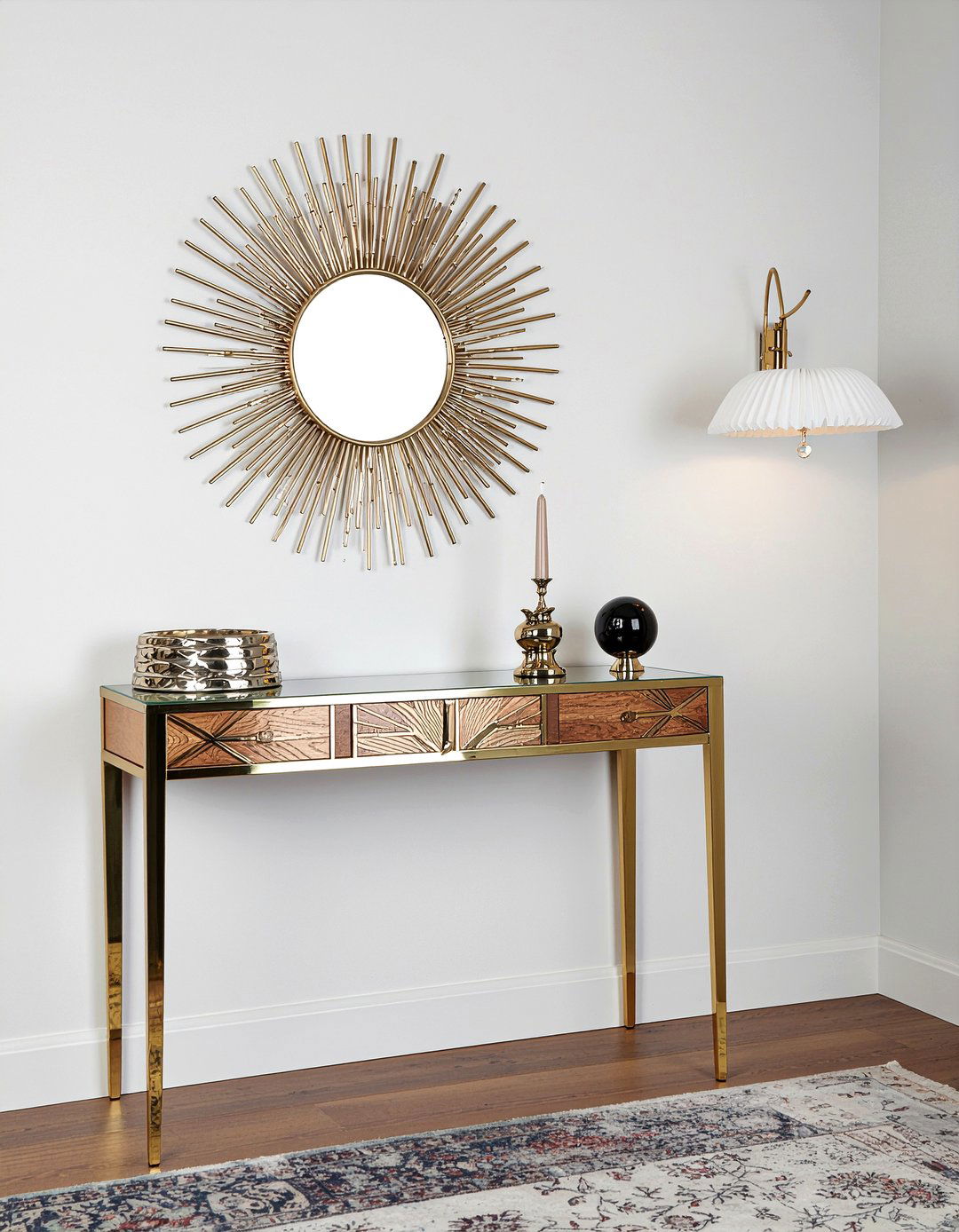 Art deco dresser with sunburst mirror - 30 bedroom dresser with mirror ideas