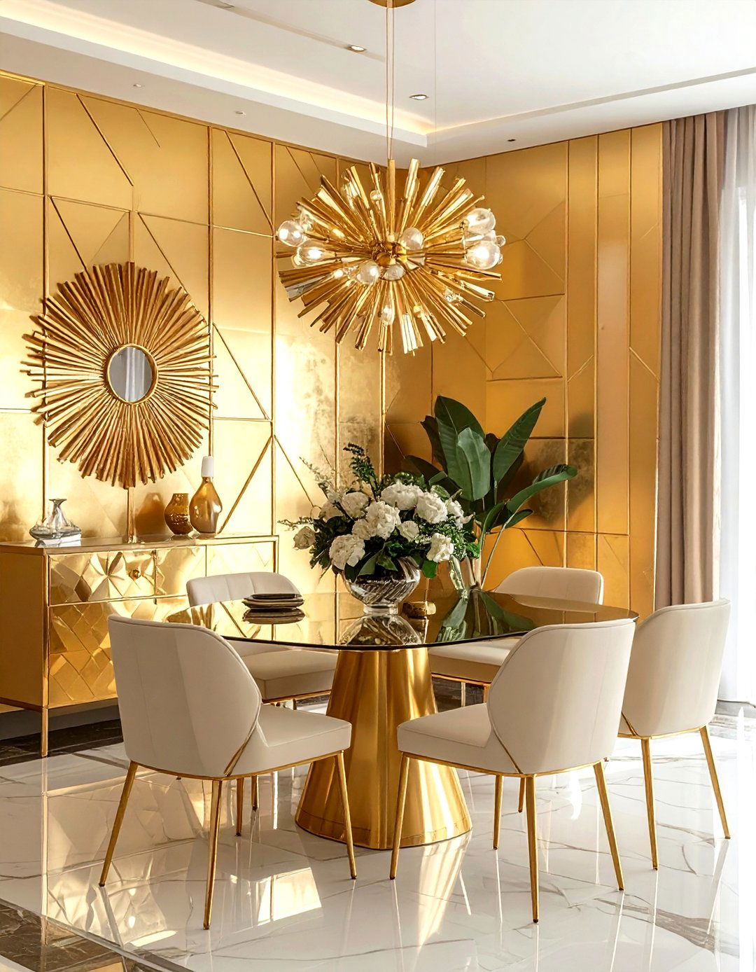 Art deco gold dining room - 30 gold dining room decor ideas