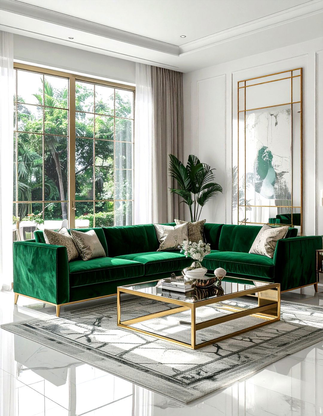 Art deco living room brass frame slider - 30 living room sliding doors
