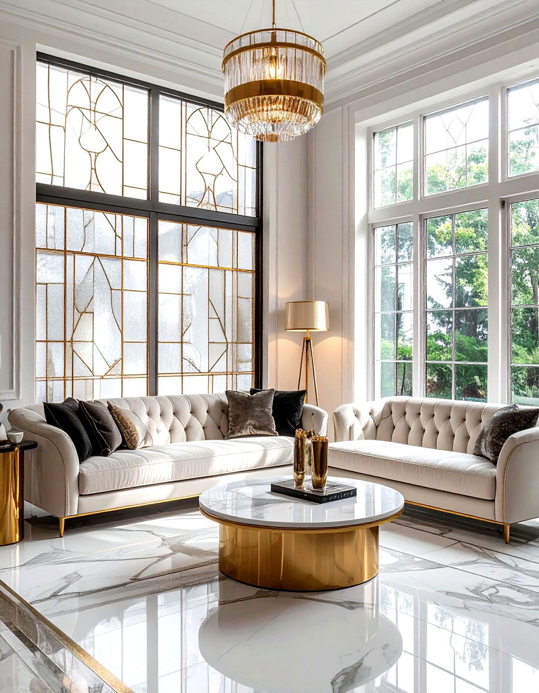 Art deco living room window - 30 living room stained glass ideas