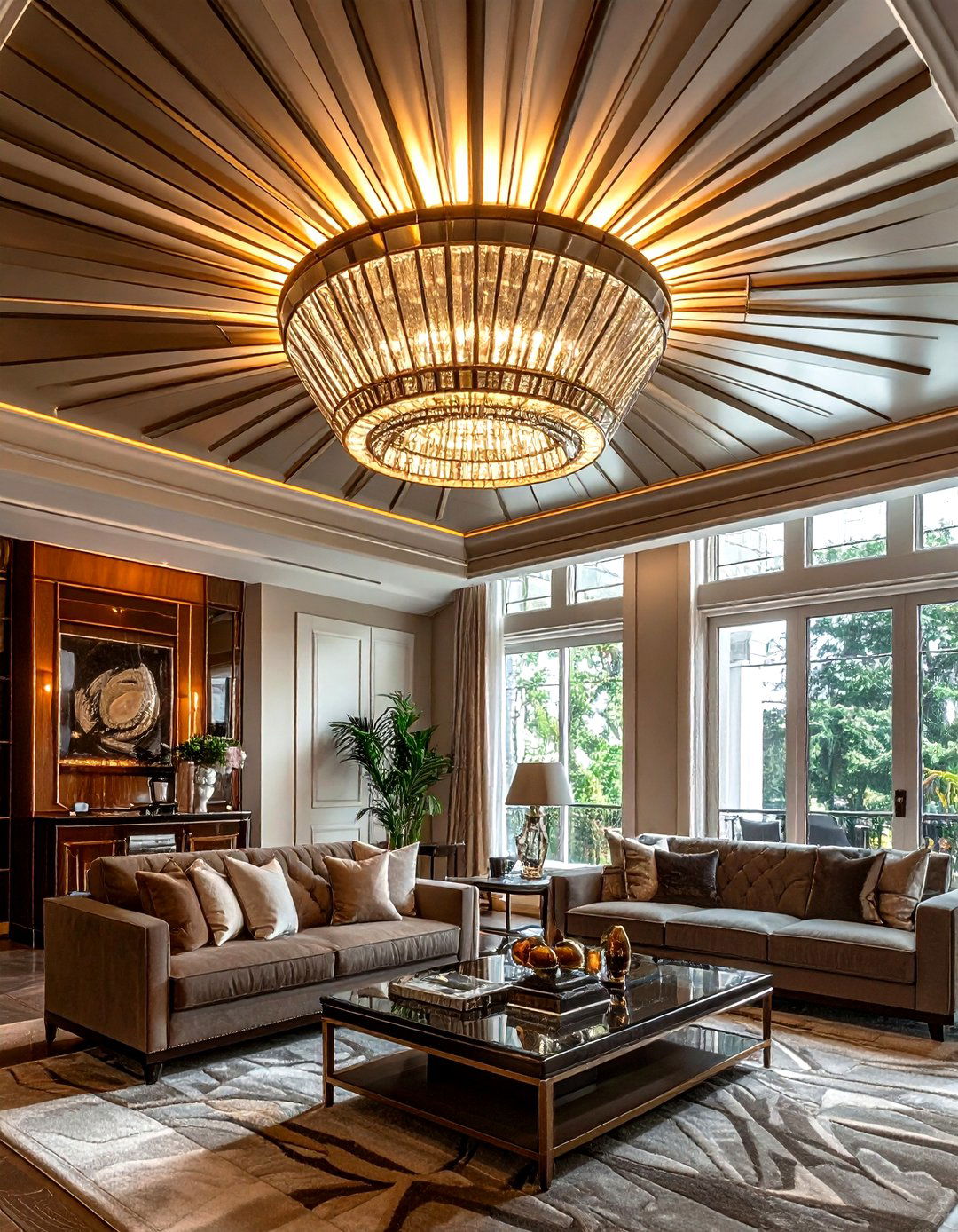 Art deco medallion - 30 living room ceiling medallion ideas