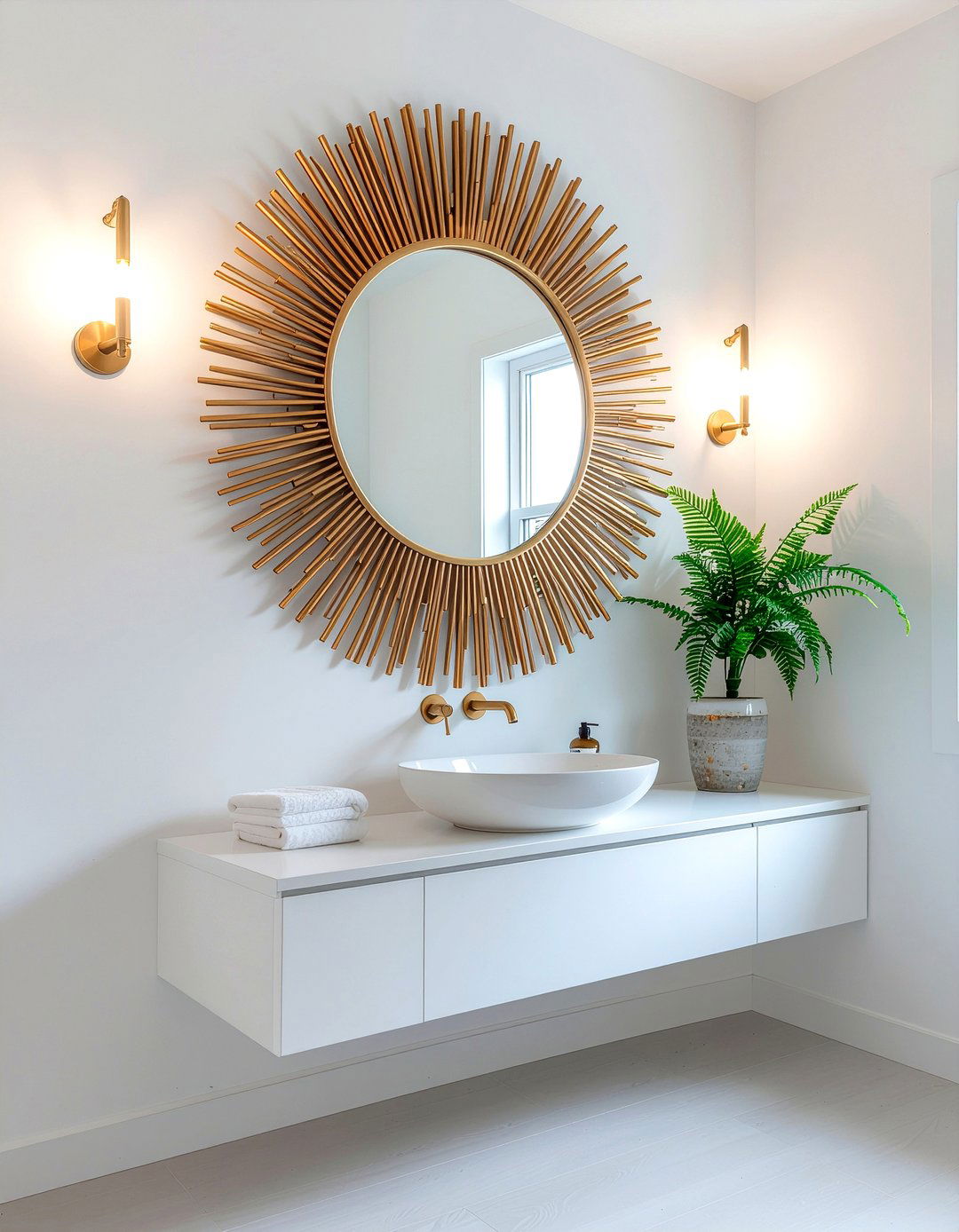 Art deco mirror minimalist bathroom - 30 bathroom era mixing ideas