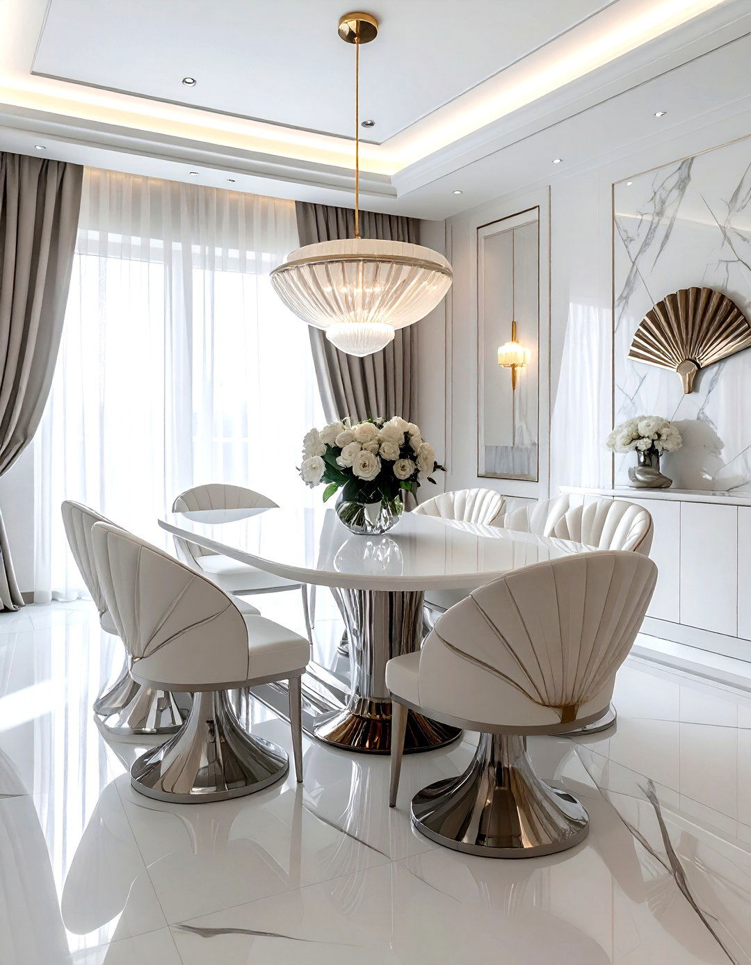 Art deco white dining room - 30 white and white dining room ideas