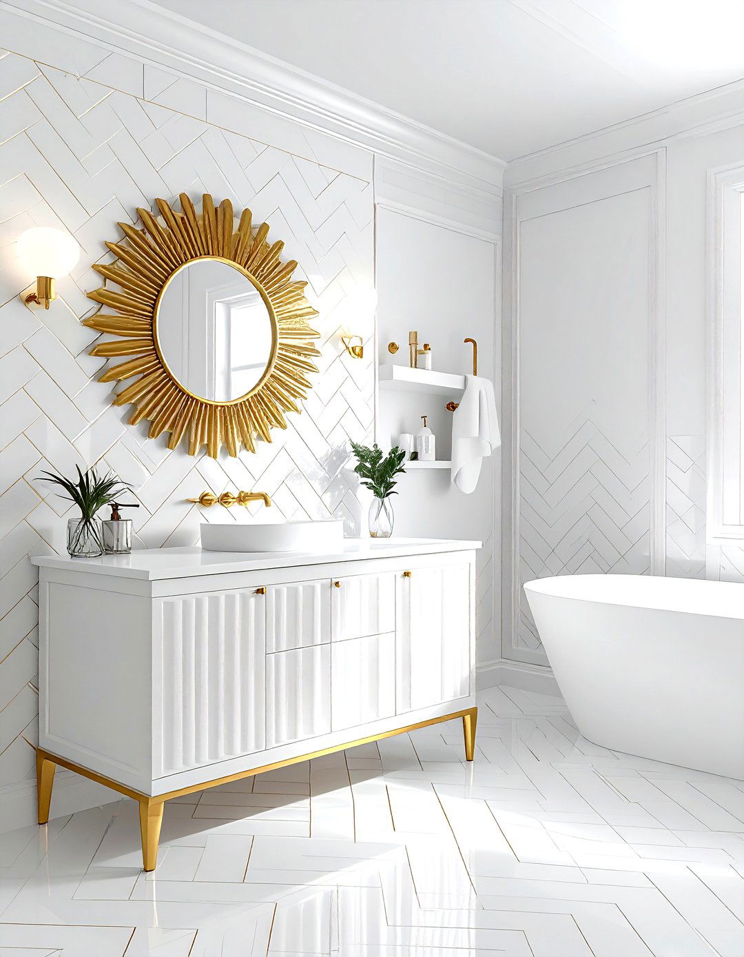 Art deco white gold bathroom - 30 gold and white bathroom ideas