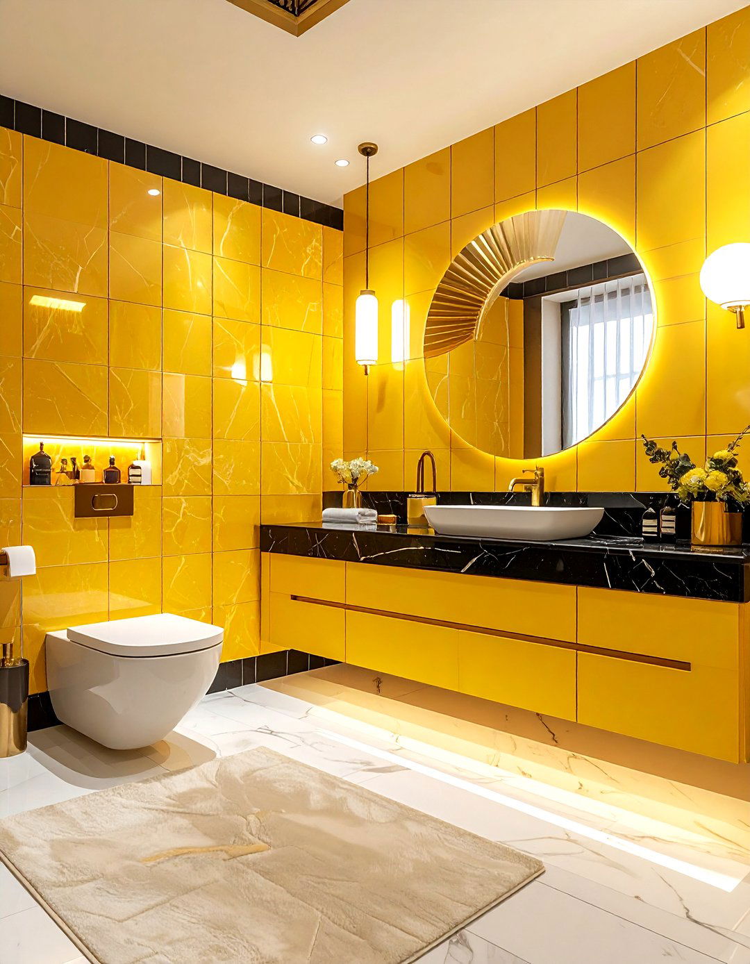 Art deco yellow bathroom - 30 bright yellow bathroom ideas