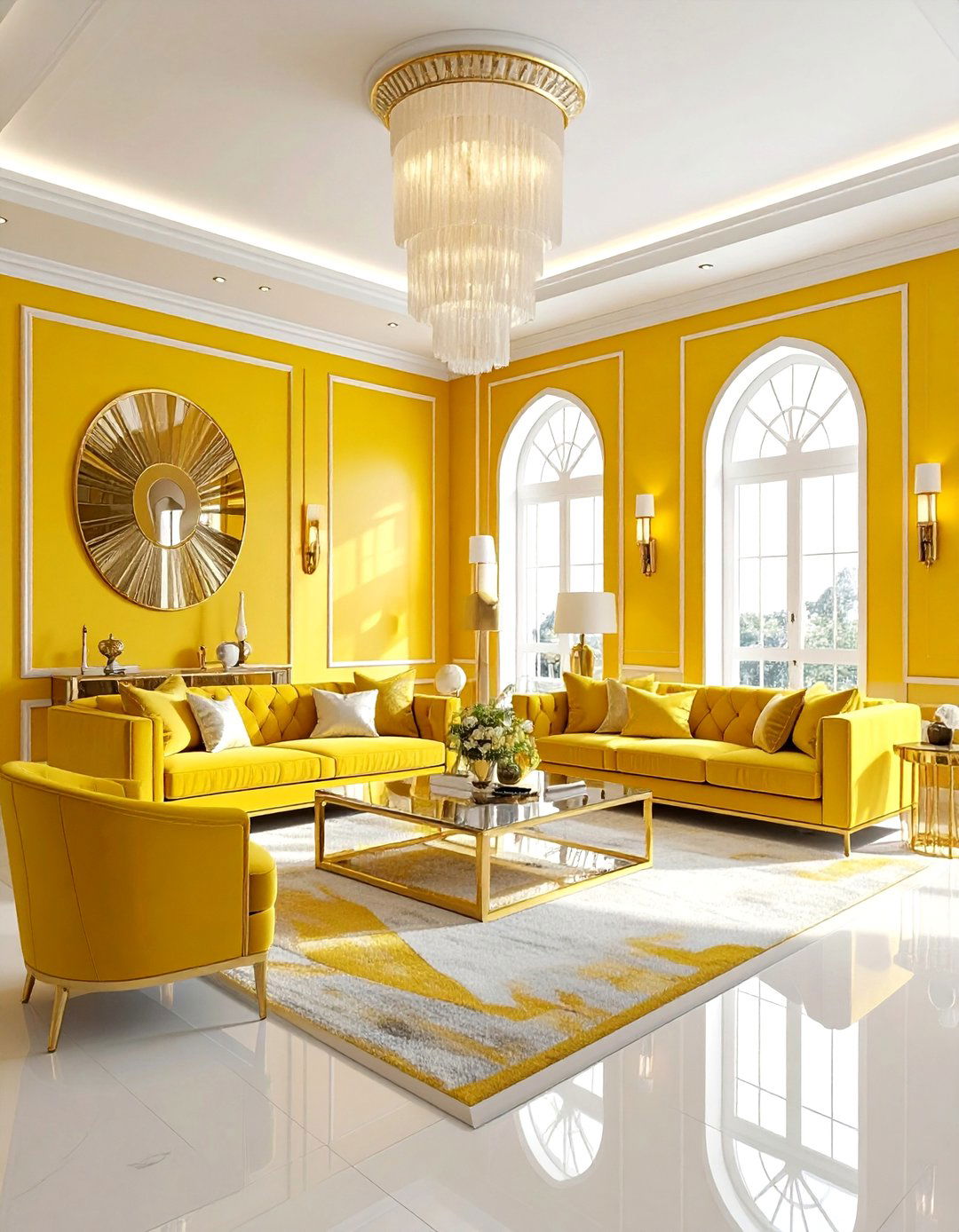 Art deco yellow living room - 30 bright yellow living room ideas