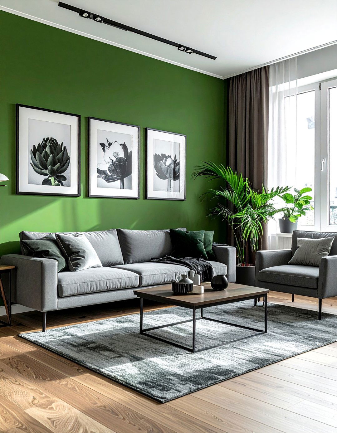 Artichoke green walls - 30 minimalist green living room ideas