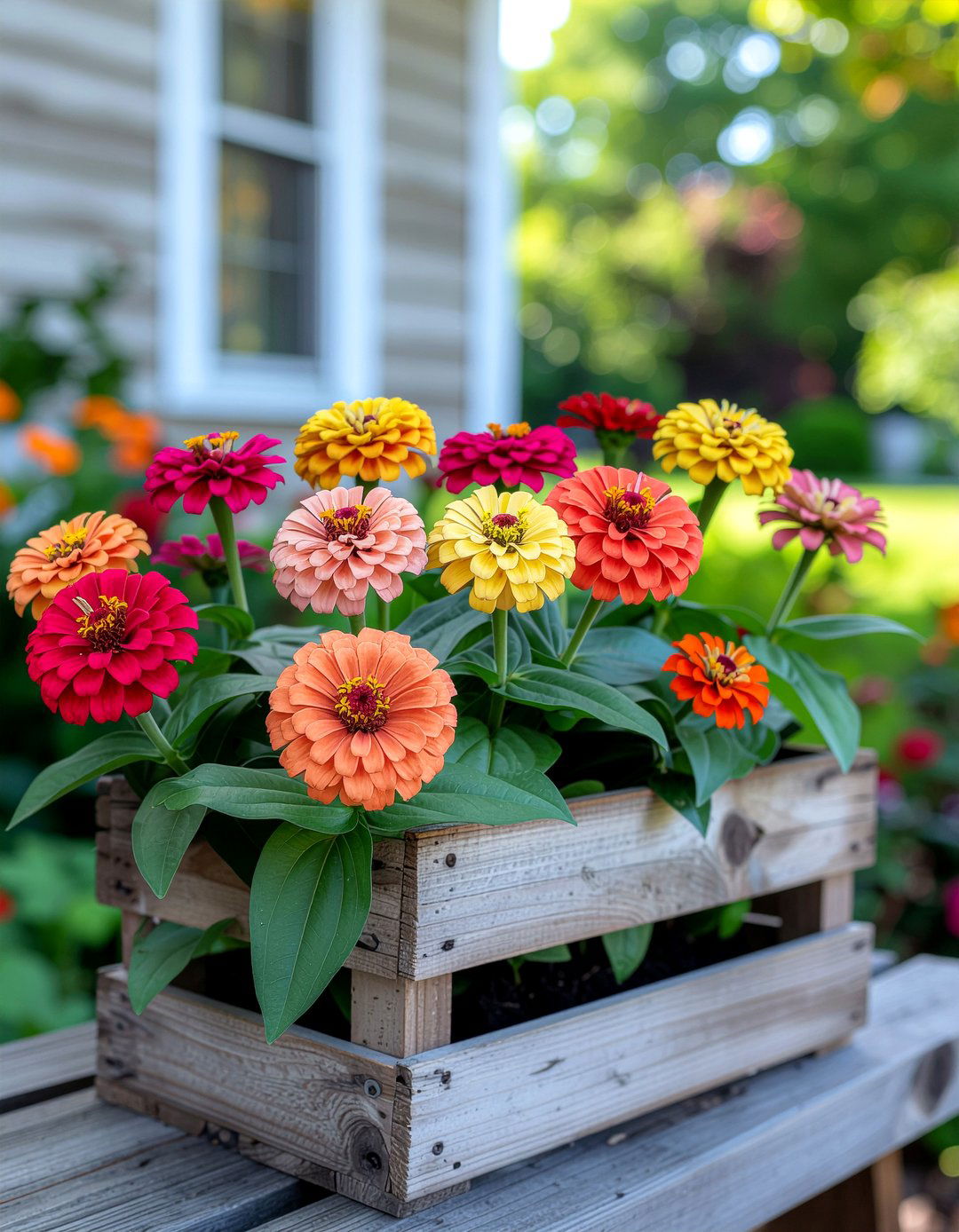 Artificial zinnia garden style - 30 faux flower ideas