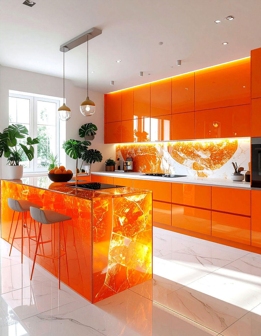 Artistic Orange Kitchen - 30 orange and white kitchen ideas