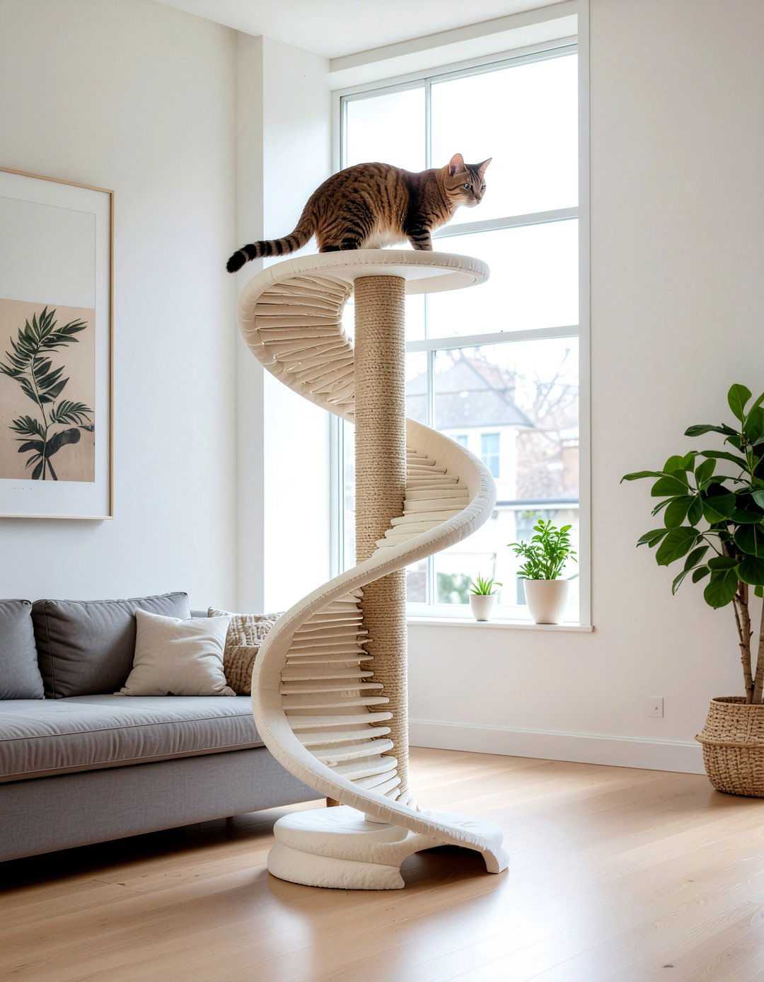 Artistic Sculptural Cat Tree - 30 cat tree living room ideas
