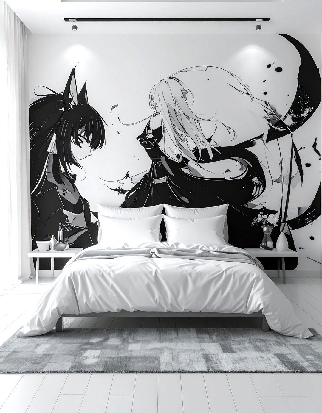 Artistic manga mural - 30 manga bedroom ideas