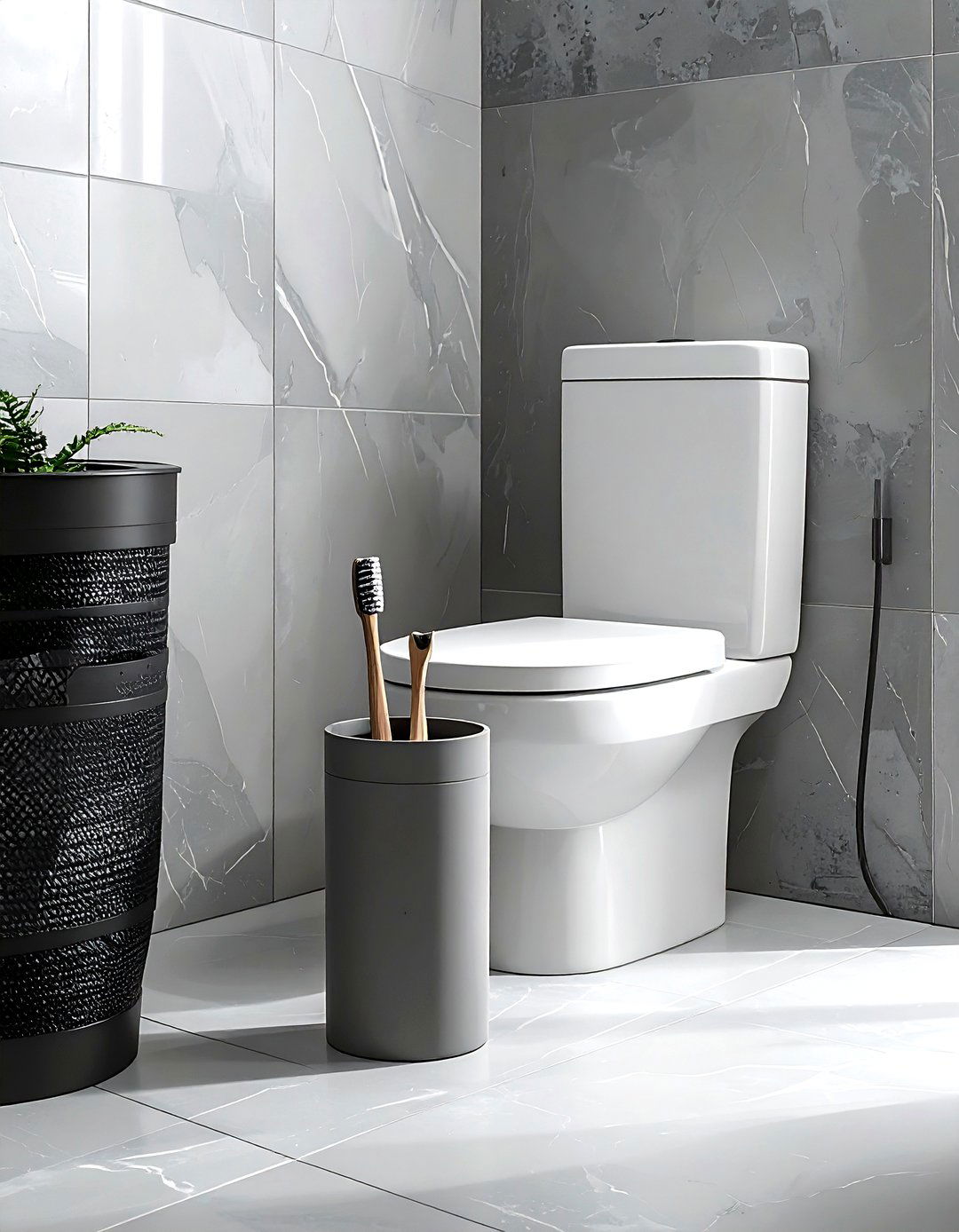 Ash Gray Toilet Brush - 30 gray bathroom accessories ideas